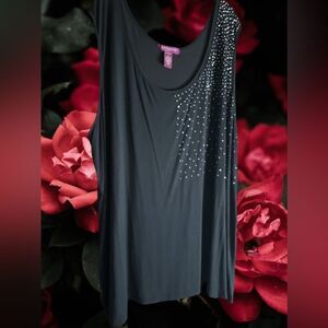 Plus l Rhinestone Adorned l Black l Tunic l 4X